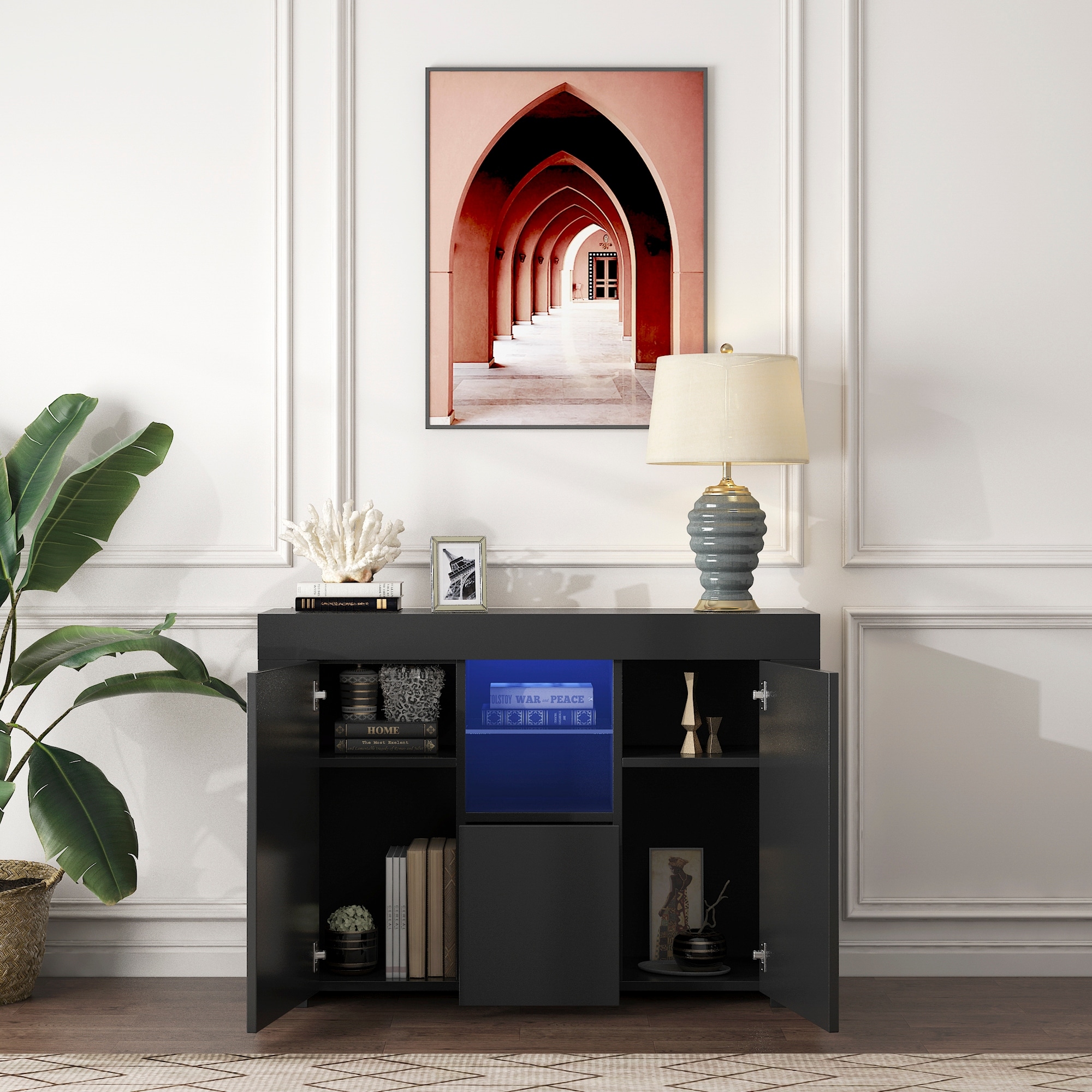 Modern black outlet high gloss sideboard