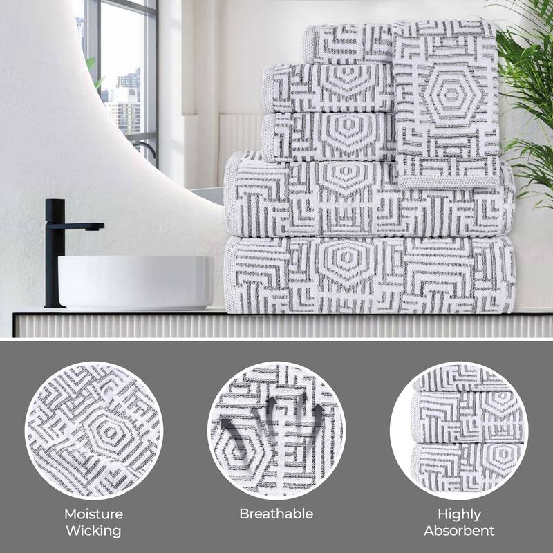 Superior Jasper Cotton Modern Jacquard Face Towel Washcloth Set of 12