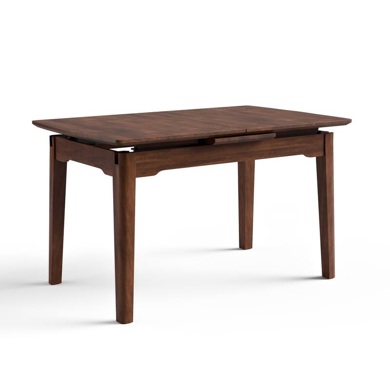 Furniture of America Abigail VIII Mid-Century Modern 5-Piece Rich Walnut Solid Wood 64-inch Extendable Dining Set
