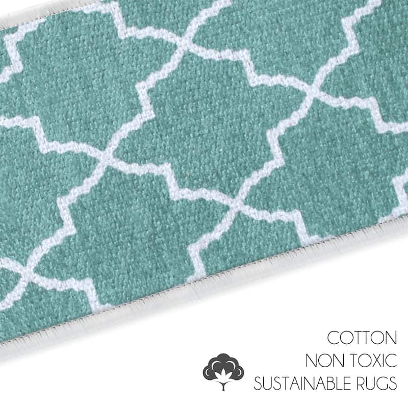 SussexHome Lattice Design 9" X 28" Stair Treads - 70 % Cotton Carpet for Indoor Stairs-Easy to Install with Double Adhesive Tape