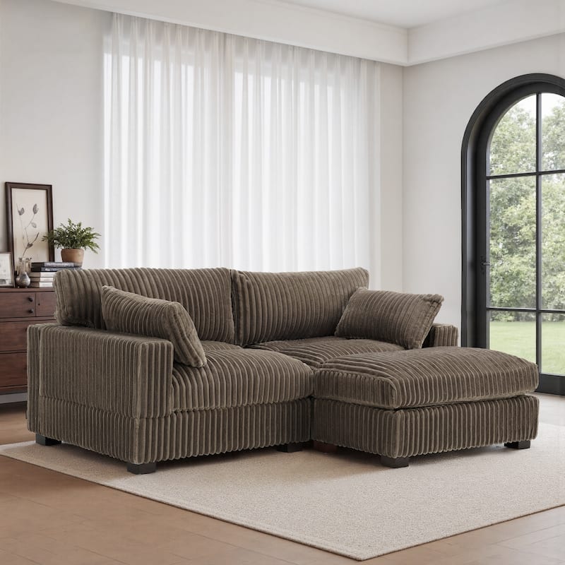 Oversized Plush Modular Sectional Sofa Couch with Ottoman