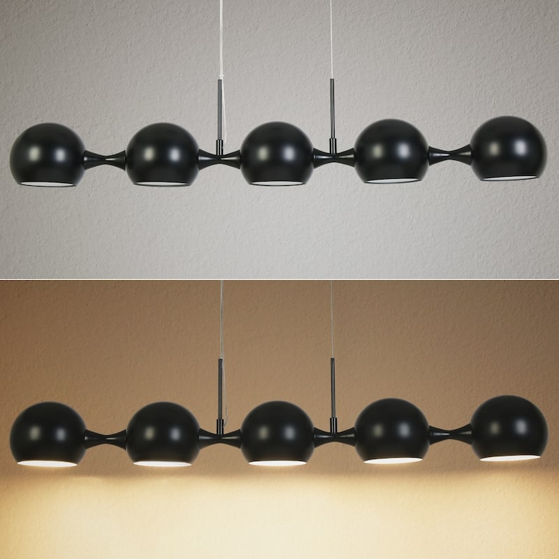 Modern 5-Light LED Black Linear Chandelier for Kitchen Island Dining Living Room - L 40.7" x W 5.9" x H 7.9