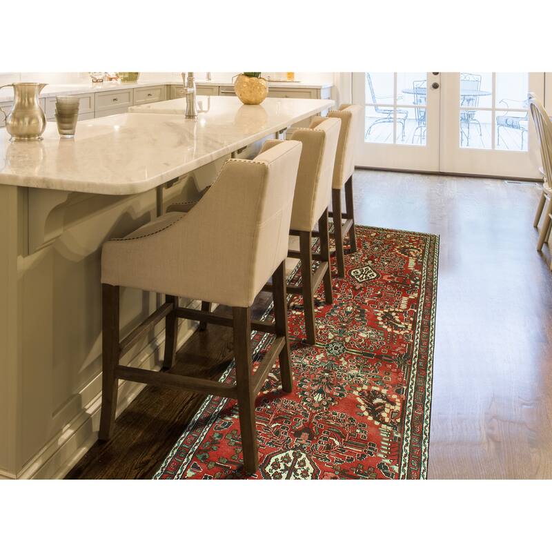 Vintage Distressed Emin Red/Charcoal Runner - 3'8" x 14'6"