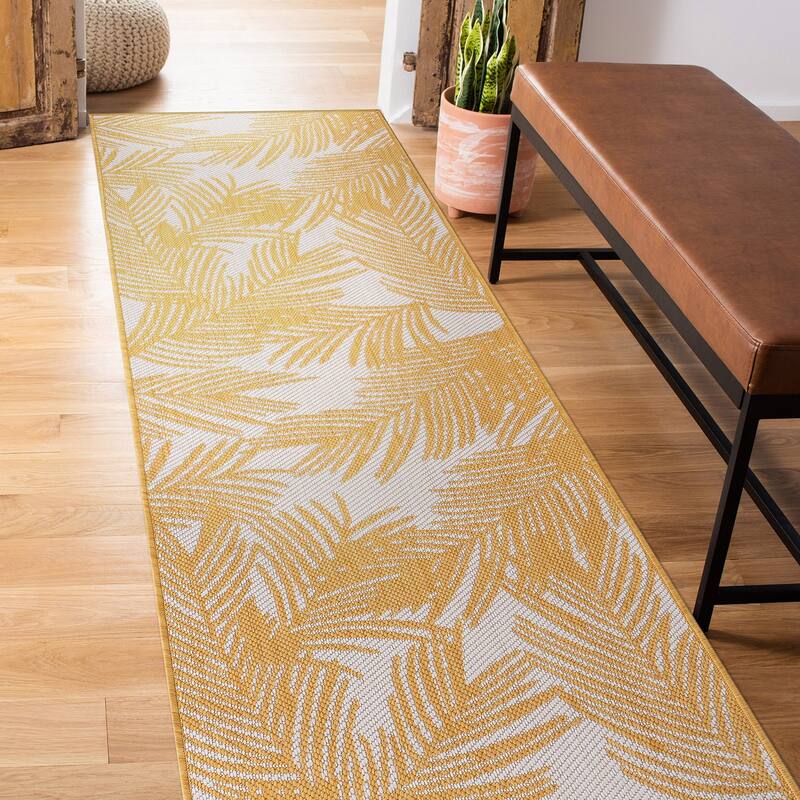 World Rug Gallery Contemporary Distressed Leaves Textured Flat Weave Indoor/Outdoor Area Rug