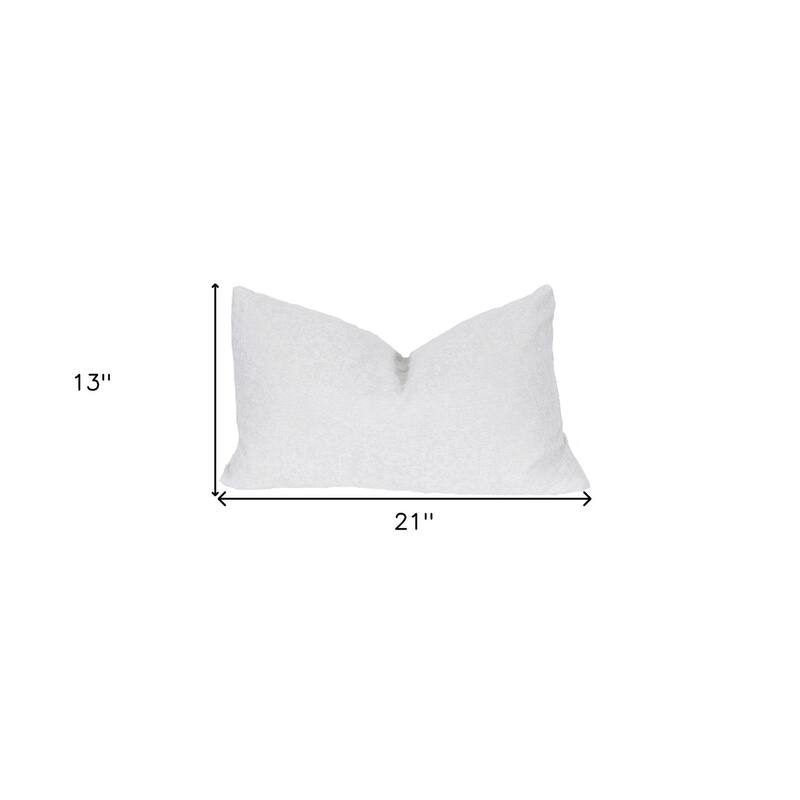 HomeRoots 13" X 21" White Polyester Zippered Pillow