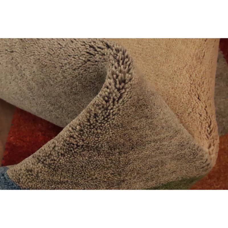Hand Knotted Oriental 100% Wool Carpet Tribal Geometric Multi-Colored Gabbeh Area Rug - 6' 7'' X 4' 7''