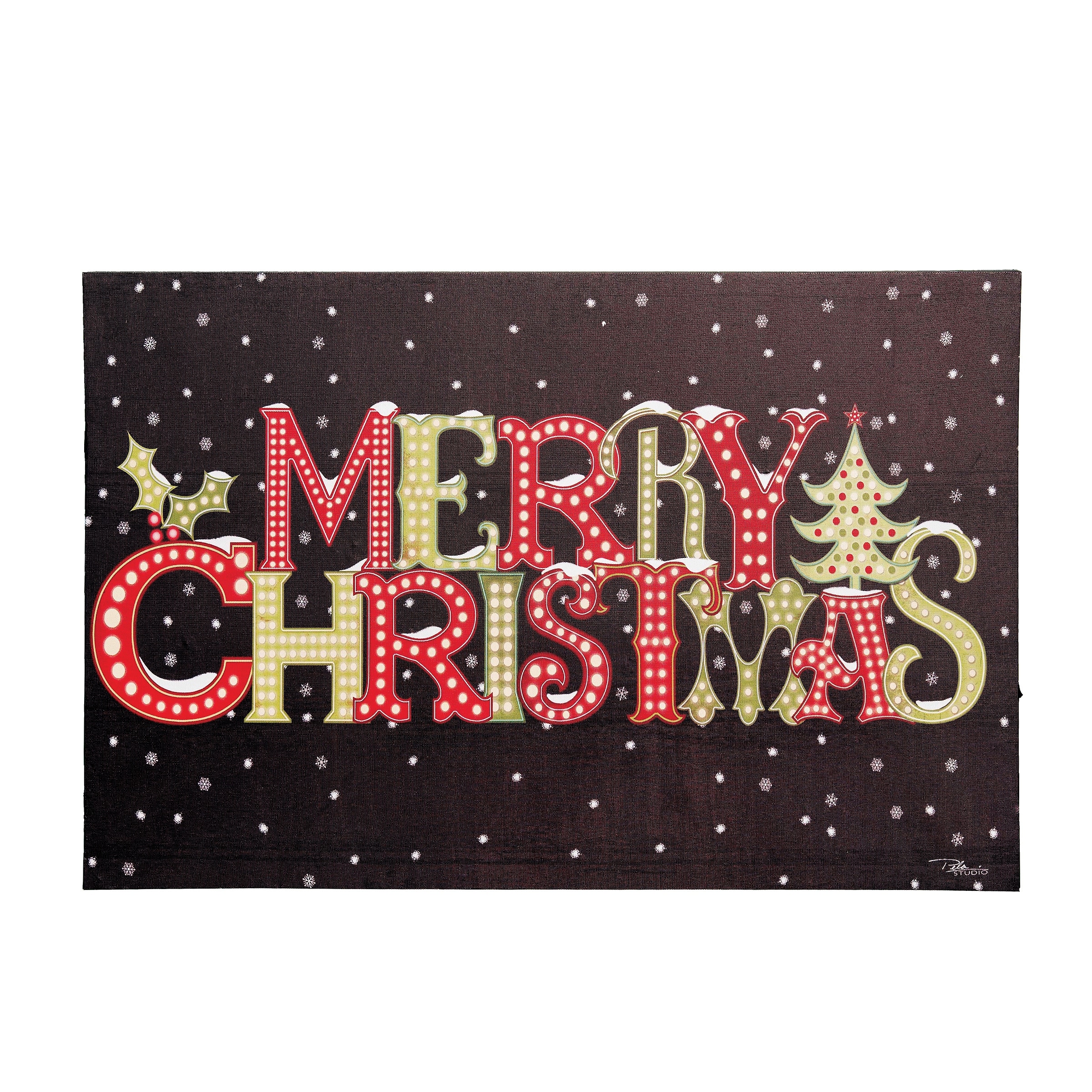 Merry Christmas Light-Up LED Wall Art - Black