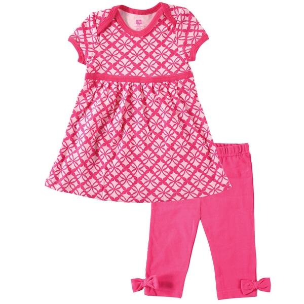 slide 1 of 1, Hudson Baby Infant Girl Dress and Cropped Leggings 2pc Set, Pink 0-3 Months - Pink