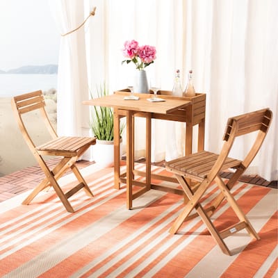 SAFAVIEH Outdoor Living Walten Flower Shelf 3pc Bistro Set - CHAIR: 15.5"x19.1"x31.1" TABLE: 25.2"x24.8"x30.3"