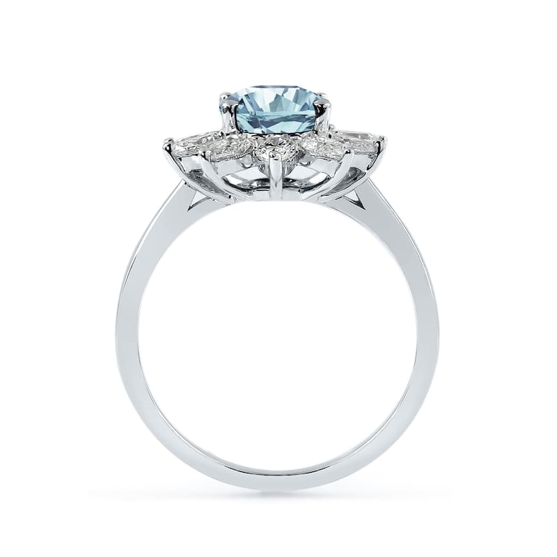 Auriya 1ct Oval-cut Aquamarine Sunburst Halo Diamond Engagement Ring 3/4ctw 18K Gold