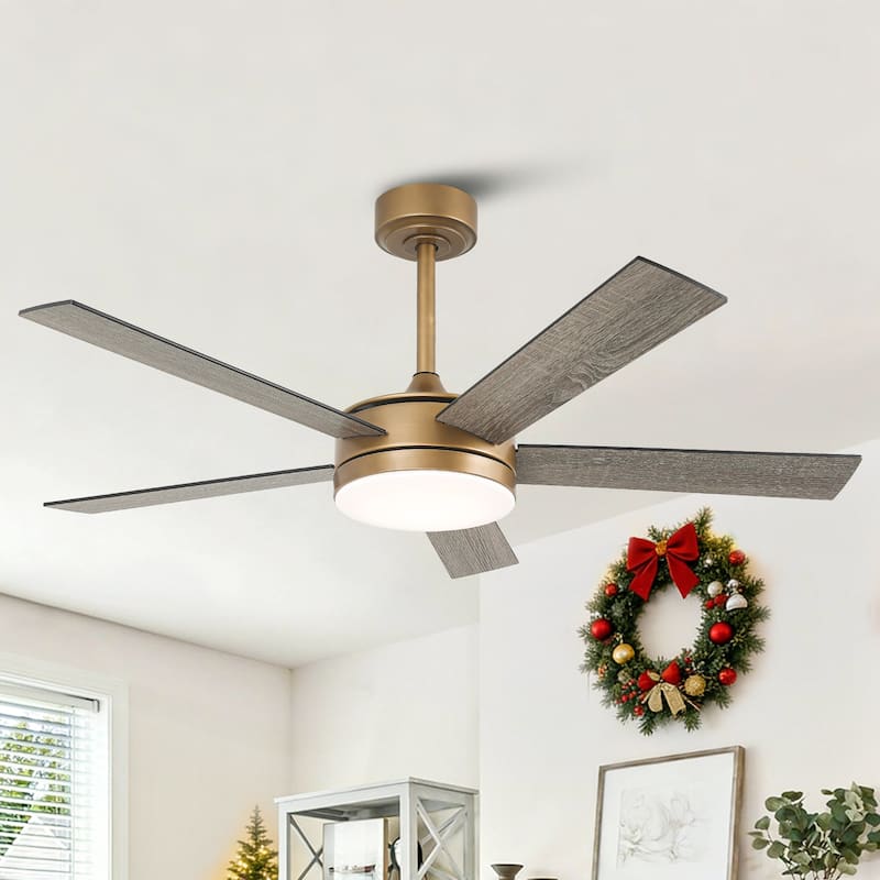 Vaczon 48" Gold Reversible Dimmable LED Smart Ceiling Fan with Light, App Comtrol and Remote