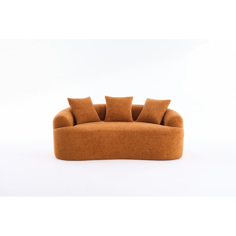 Curved Loveseat White Full Compression Sponge Sofa