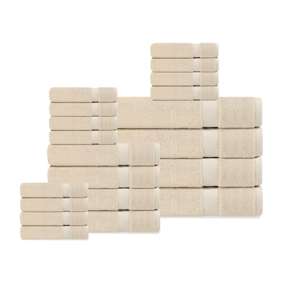 Delara Organic Cotton Luxuriously Plush Bath Towel 20 Piece Set |GOTS & OEKO-TEX Certified |650 GSM Long Staple|Soft & Quick Dry