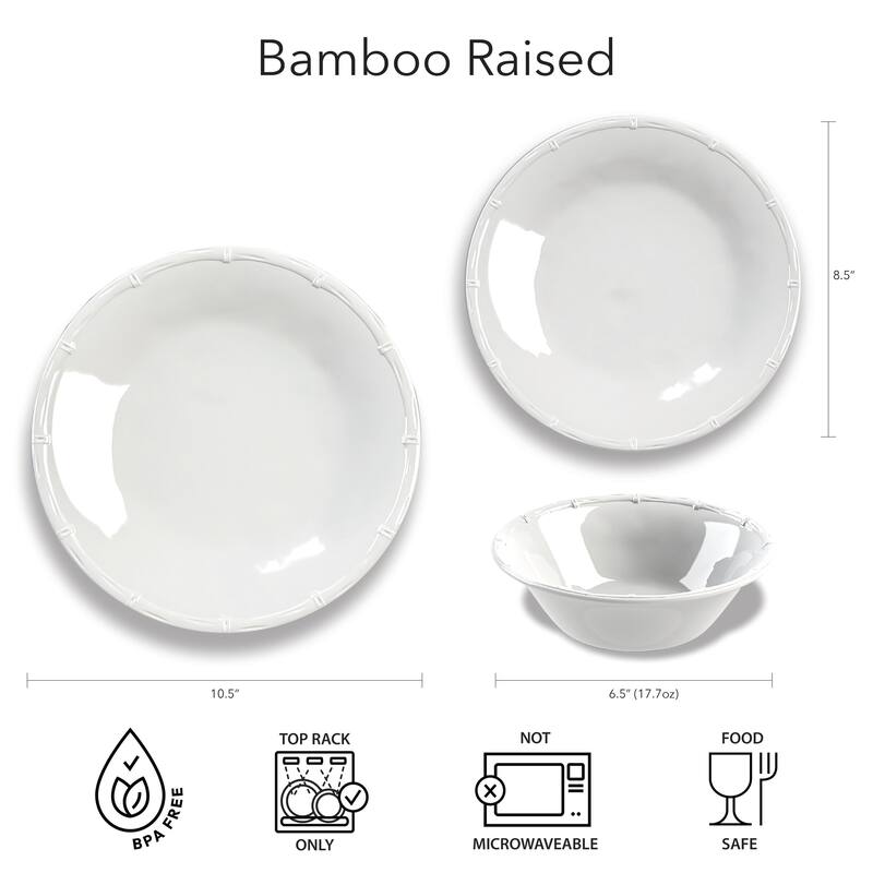 Abode Homewares Bamboo Raised Rim Melamine Small Bowl - White - 6.5" - Set of 6