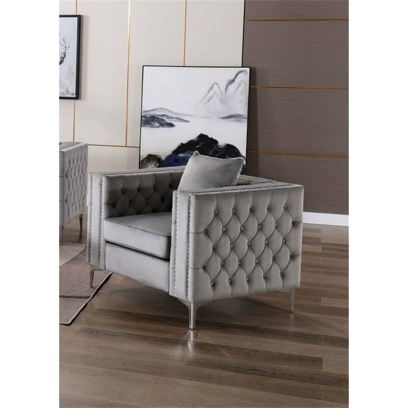 Velvet Accent Chair with Button Tufted