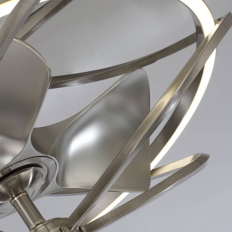 27-inch Satin Nickel Chandelier Ceiling Fan Light Kits with Remote