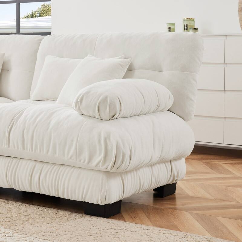 Rossetta 2 - Seat Exquisite Cloud Couch Chenille Sofa with Lumbar and Throw Pillows