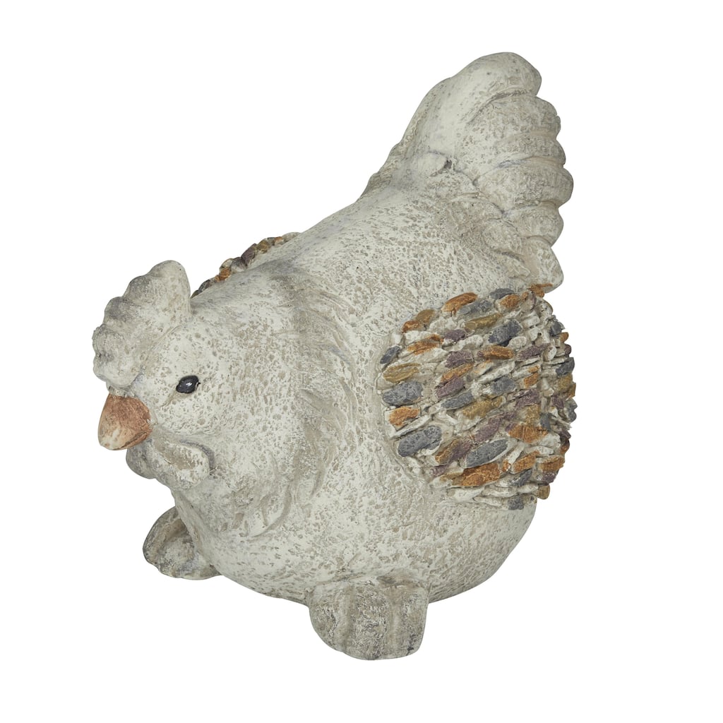 Polystone Chicken Indoor Outdoor Garden Sculpture - Gray - Roche River Decor