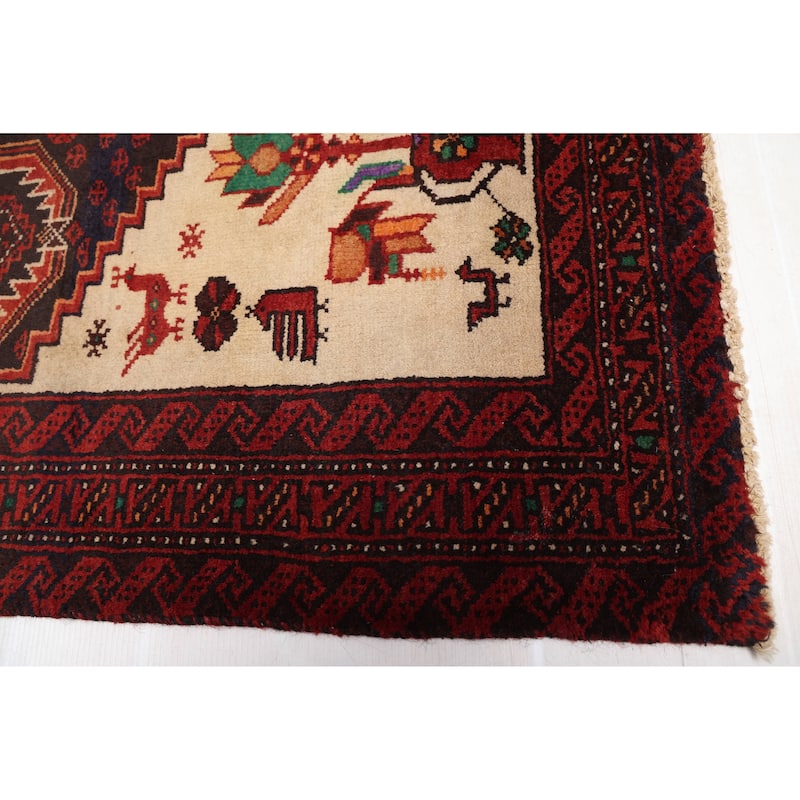 ECARPETGALLERY Hand-knotted Baluch Black, Red Wool Rug - 3'9 x 7'9