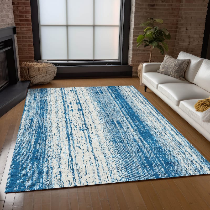 Machine Washable Indoor/ Outdoor Chantille Ombre Stripes Rug