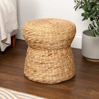 Alberto 18.5" Modern Bohemian Hand-Woven Hyacinth Mushroom Stool