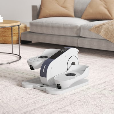 Soozier Under Desk Elliptical Machine, Electric Ellipse Leg Exerciser w/ LCD Monitor, Massage Pedal, Remote Control