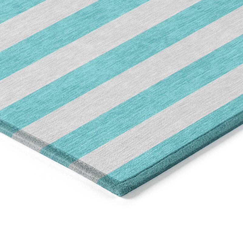 Machine Washable Indoor/ Outdoor Cabana Stripe Chantille Rug