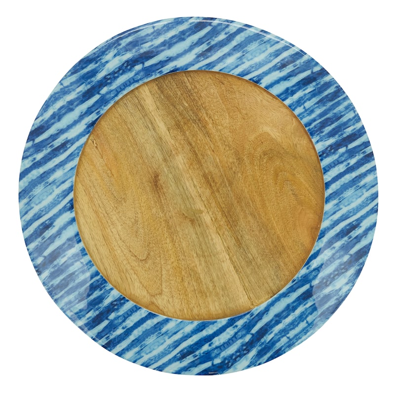 Stripe Rim Design Table Charger (Set of 4) - Blue - 4 Piece