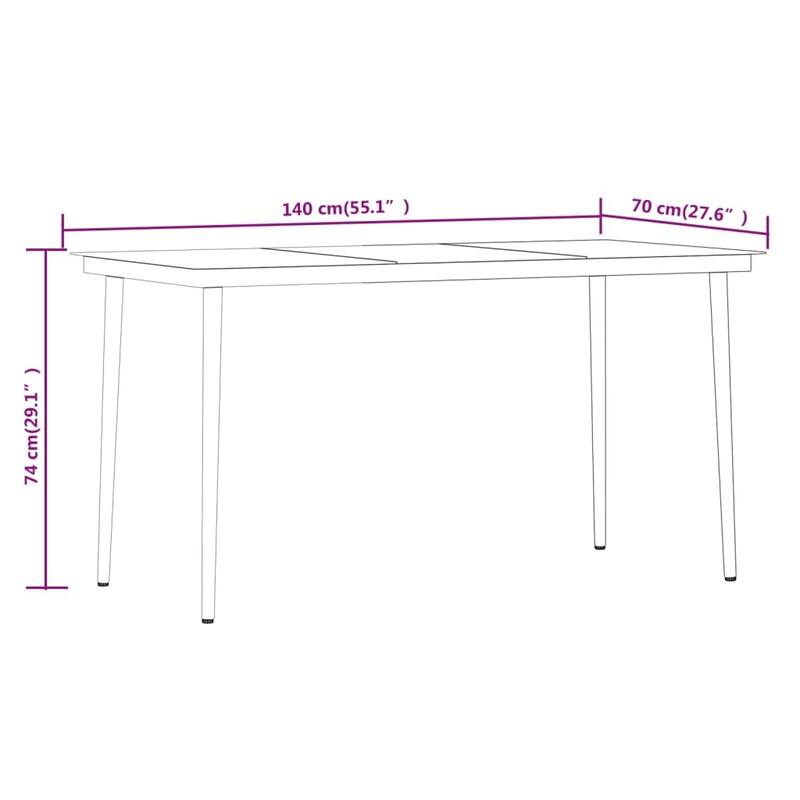 vidaXL Patio Dining Set Seat 3/5/7 Piece Black/Gray 31.5"/55.1" Table Length