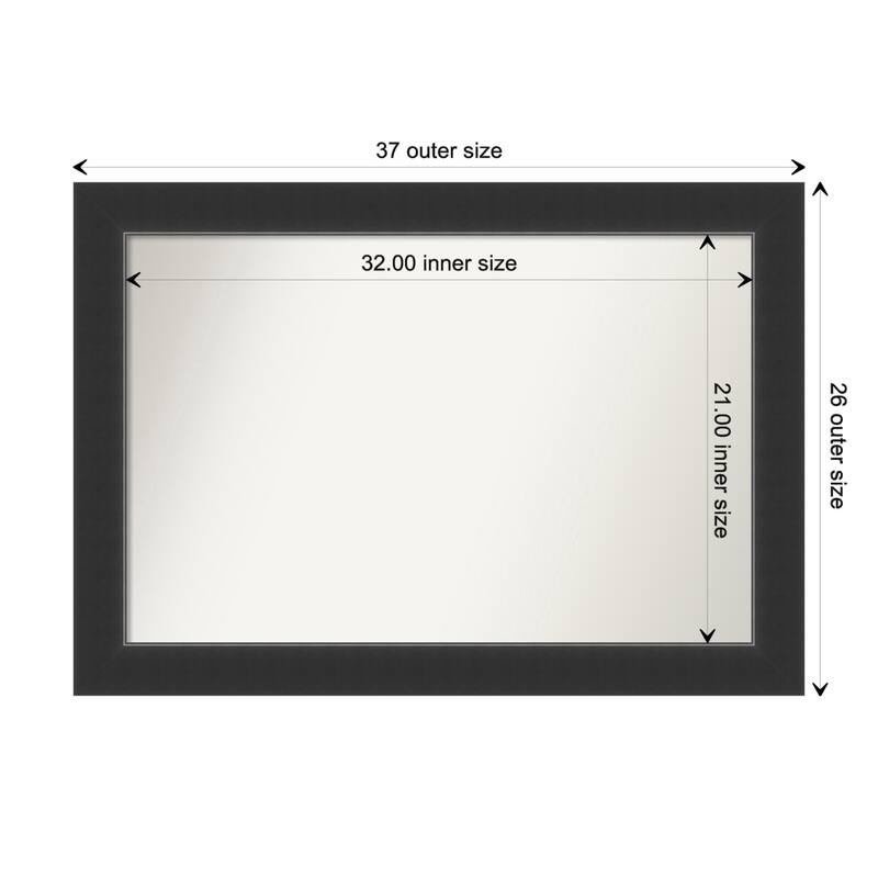 Corvino Black Framed Non-Beveled Custom Wall Mirror, Bathroom Vanity Mirror - Outer Size: 37 x 26