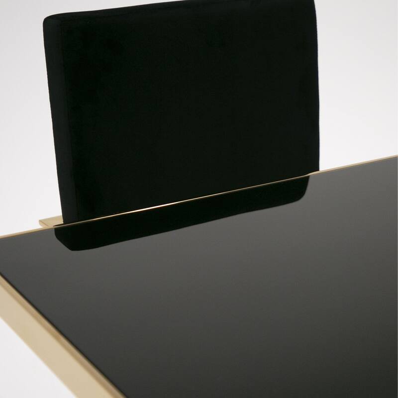 Modrest Marston Modern Black Glass & Rosegold Dining Table