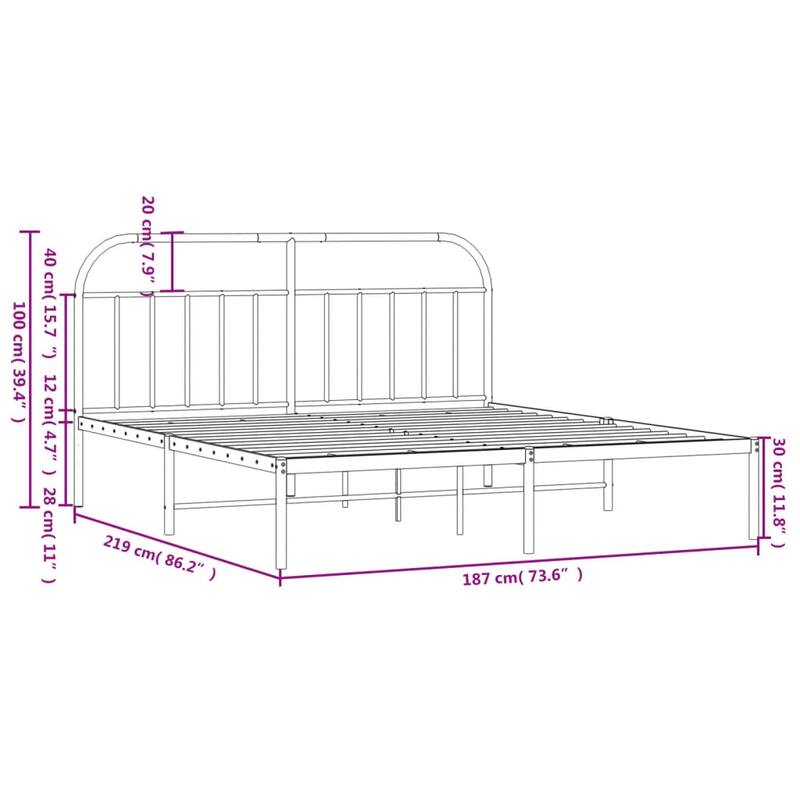 vidaXL 12 Inches Metal Bed Frame No Mattress