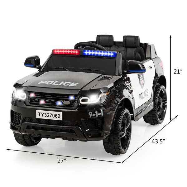 dimension image slide 1 of 3, Costway Kids 12V Electric Ride On Car Police Car with Remote Control - See details