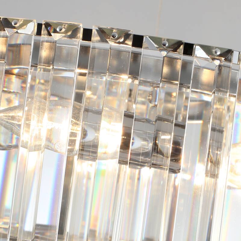 5-Light Modern Pendant Design Crystal Hanging Linear Chandelier Lighting for Dining Room Kitchen Island