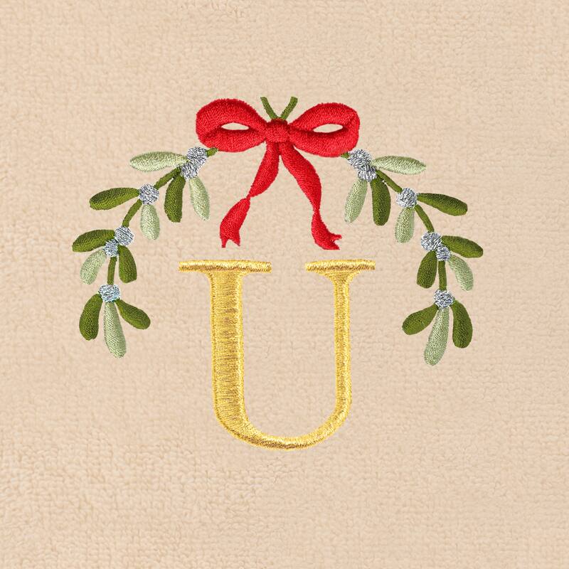 Authentic Hotel and Spa Christmas MISTLETOE MONOGRAM Embroidered Luxury 100% Turkish Cotton Hand Towels Set of 2