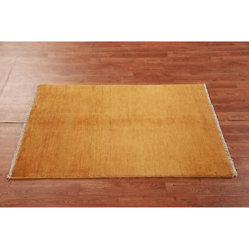 Yellow Modern Gabbeh Oriental Accent Rug Handmade Wool Carpet - 2'7" x 3'11"