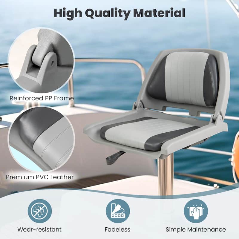 Gymax Folding Fishing Boat Seat w/High-density Sponge Cushion PVC