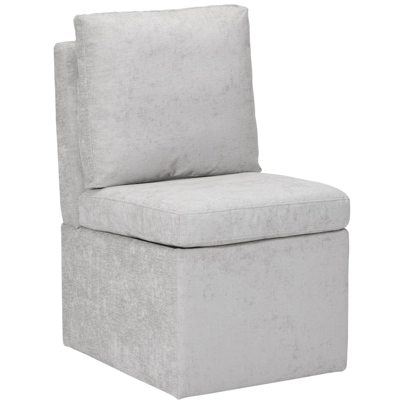 Stansberry Chenille Upholstered Dining Chair with Under Seat Storage and Caster Wheels - Light Gray