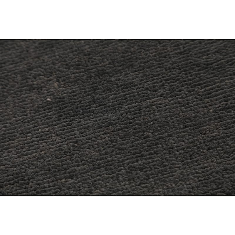 Hand Knotted Oriental 100% Wool Carpet Modern Solid Greys & Charcoal Gabbeh Runner Rug - 9' 10'' X 3' 0''
