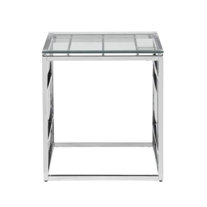 Somette 20" Square Glass Top with Ladder Style Frame