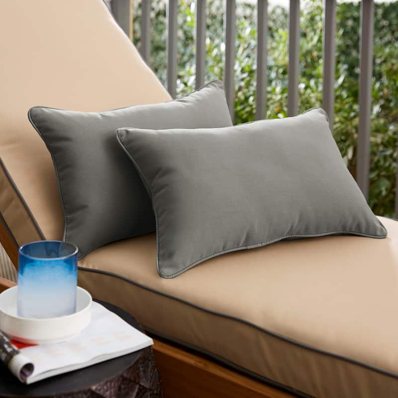 Sorra Home Sloane Charcoal Grey 12 x 24-inch Indoor/ Outdoor Pillow Set