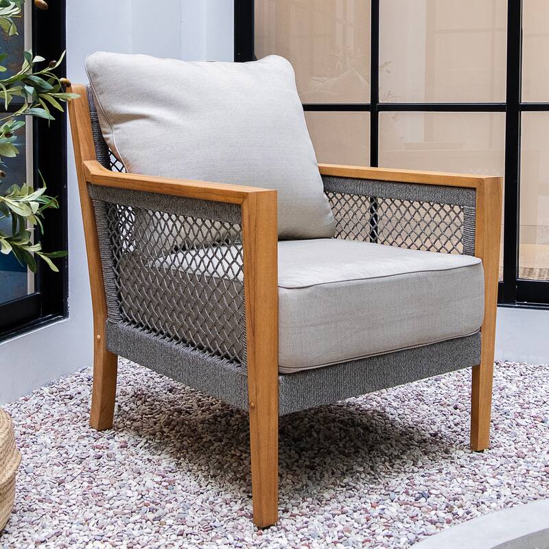 Cambridge Casual Nassau Teak Patio Club Chair with Cushion - Natural Teak/BeigeCushion