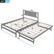 preview thumbnail 4 of 13, Full Size Platform Bed with Adjustable Trundle, Sturdy Pine Wood Construction, Headboard for Added Support, Easy Assembly, Grey