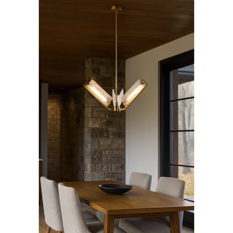 Varaluz Mingle 3-Light Chandelier - Satin Brass