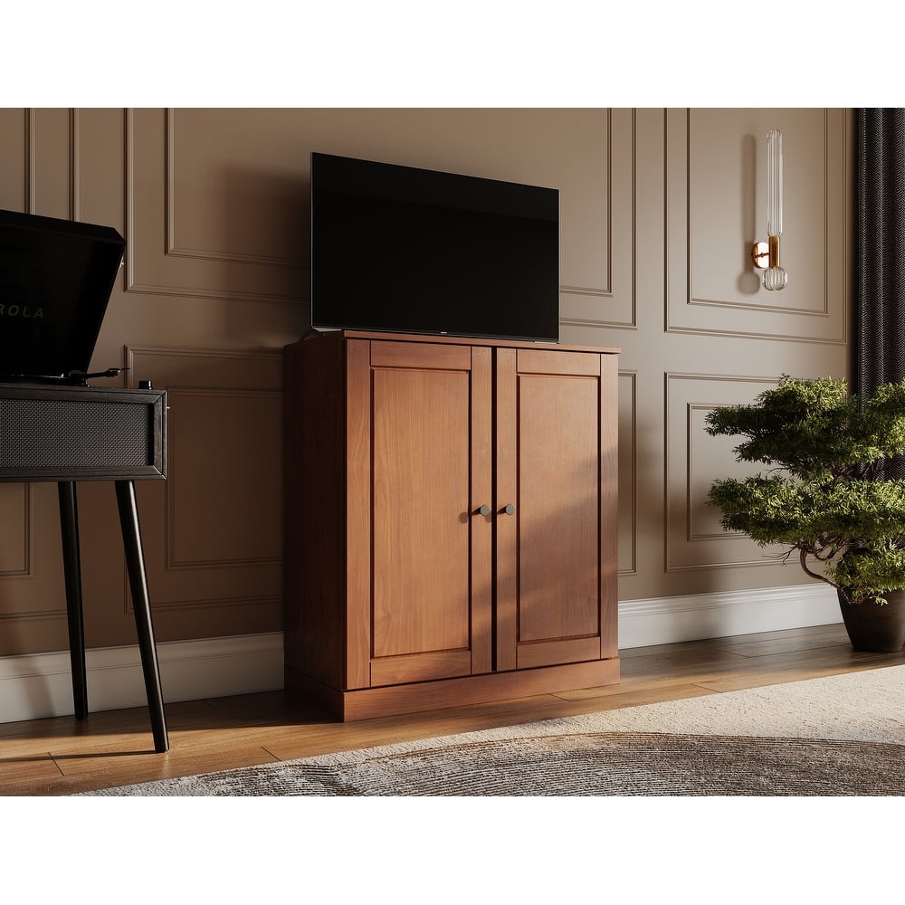 Palace Imports 100% Solid Wood TV Stand with Solid Doors for TVs up to 32"