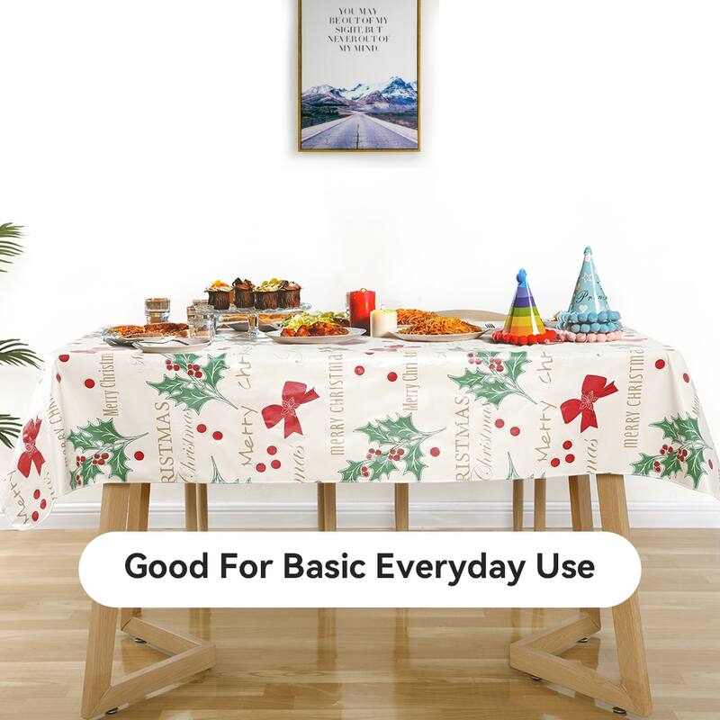 Ray Star Celebrate tablecloth Flannel Backing Christmas plants