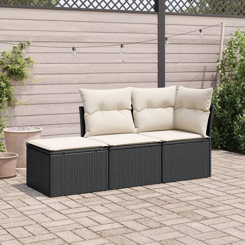 vidaXL Garden Sofa Set Black, Cream White - 21.7 x 21.7 x 14.6