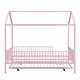 preview thumbnail 16 of 15, Contemporary Mordern Design Full Size House Platform Bed,Solid Metal Bed with Trundle,Semi-Enclosed Fence