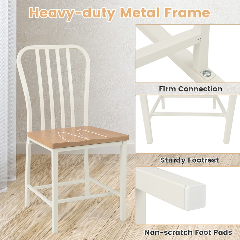 Gymax Dining Chair Set of 4 Armless Spindle Back Kitchen Chairs w/