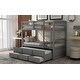 preview thumbnail 3 of 16, Solid Pinewood and Iiron Twin Bunk Bed with Ladder, Safety and 3-Drawer,Twin Trundle Bed with for Bedroom, Guestroom Furniture